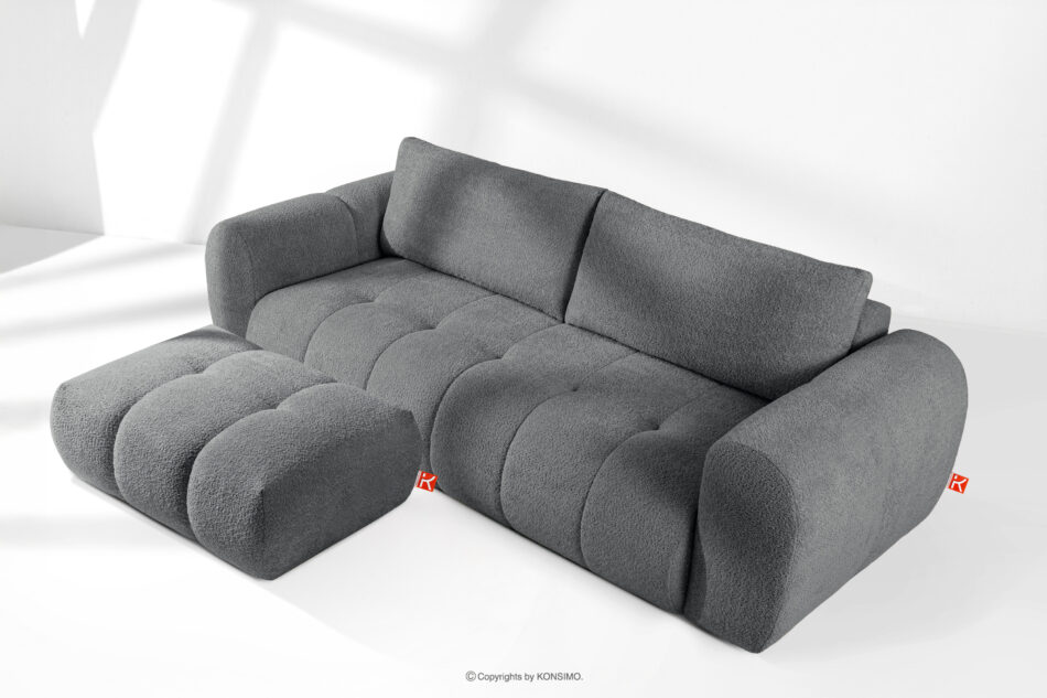 LIRA Sofa i puf boucle ciemny szary ciemny szary - zdjęcie 1