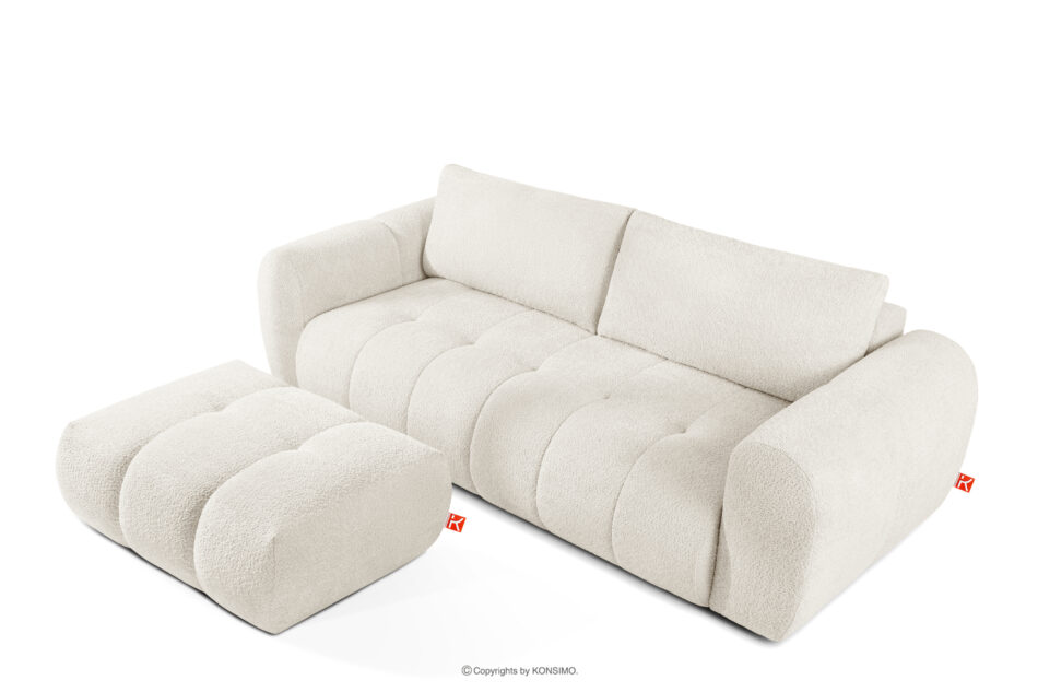 LIRA Sofa i puf w tkaninie boucle biały biały - zdjęcie 2