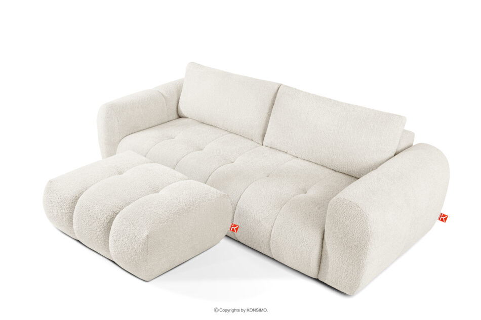 LIRA Sofa i puf w tkaninie boucle biały biały - zdjęcie 3