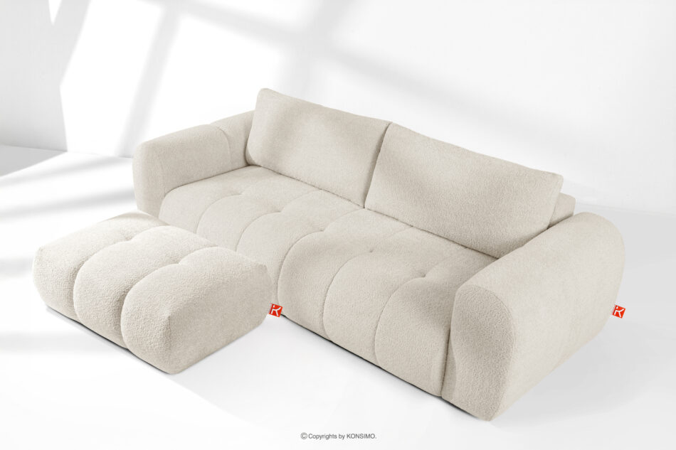 LIRA Sofa i puf w tkaninie boucle biały biały - zdjęcie 1