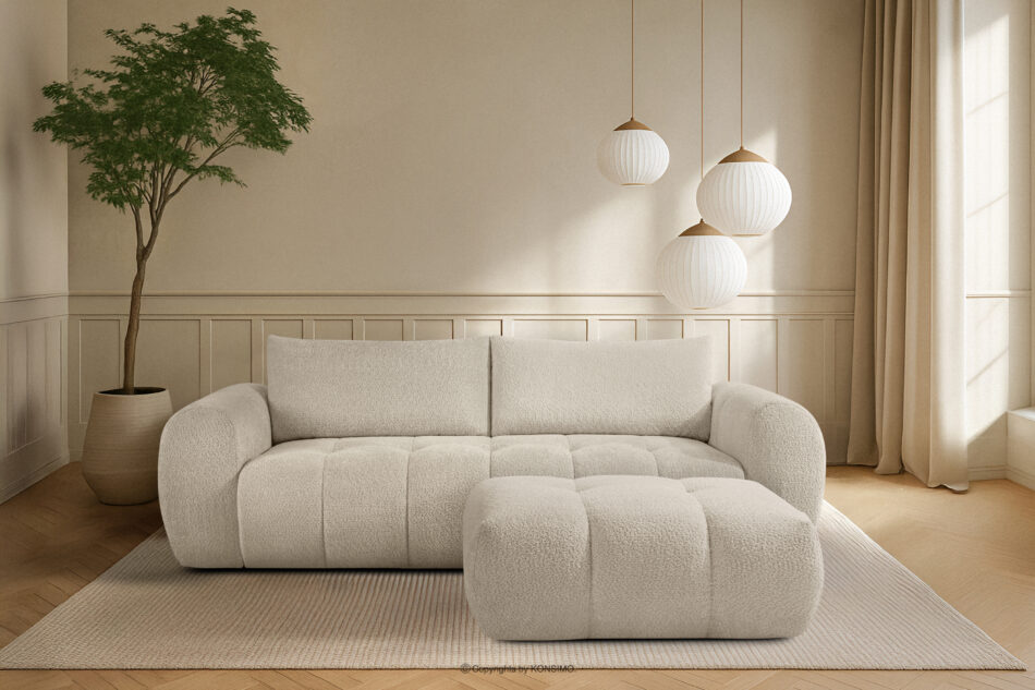 LIRA Sofa i puf w tkaninie boucle biały biały - zdjęcie 25