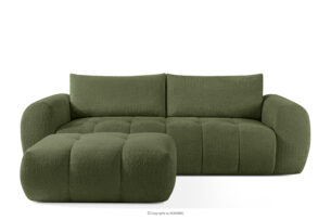 LIRA, https://konsimo.pl/kolekcja/lira/ Sofa i puf boucle oliwkowy oliwkowy - zdjęcie