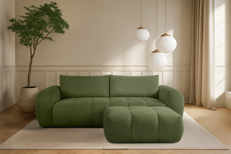 LIRA Sofa i puf boucle oliwkowy oliwkowy - zdjęcie 25