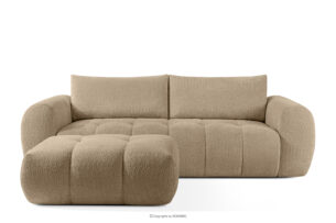 LIRA, https://konsimo.pl/kolekcja/lira/ Sofa i puf w tkaninie boucle beżowy beżowy - zdjęcie