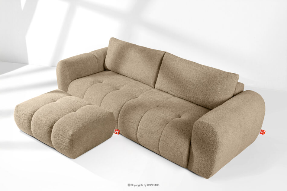 LIRA Sofa i puf w tkaninie boucle beżowy beżowy - zdjęcie 1