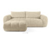 Sofa i puf w tkaninie boucle jasny beżowy