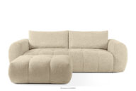 Sofa i puf w tkaninie boucle jasny beżowy