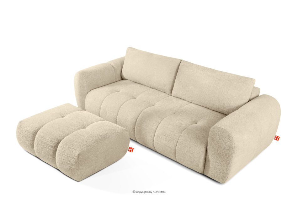 LIRA Sofa i puf w tkaninie boucle jasny beżowy jasny beżowy - zdjęcie 2