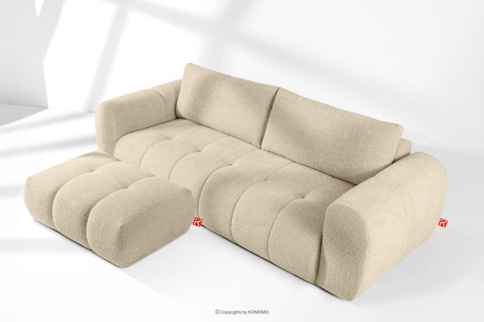 LIRA Sofa i puf w tkaninie boucle jasny beżowy jasny beżowy - zdjęcie 1