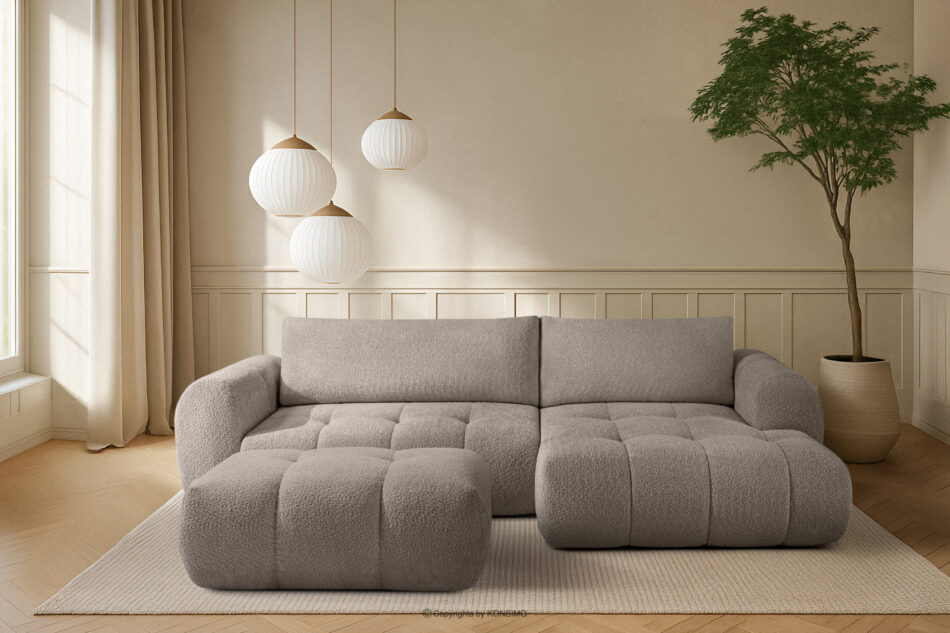 LIRA Narożnik prawy i puf w tkaninie boucle szary szary - zdjęcie 25