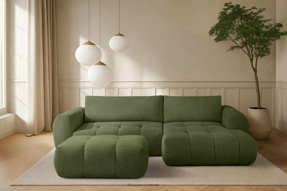 LIRA Narożnik prawy i puf boucle oliwkowy oliwkowy - zdjęcie 25