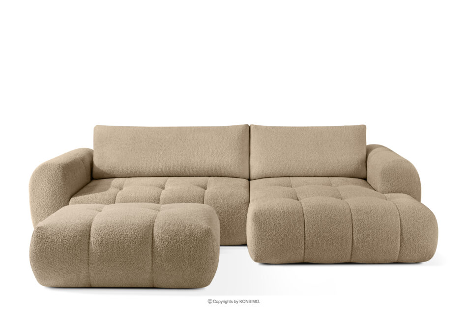 LIRA Narożnik prawy i puf w tkaninie boucle beżowy beżowy - zdjęcie 0