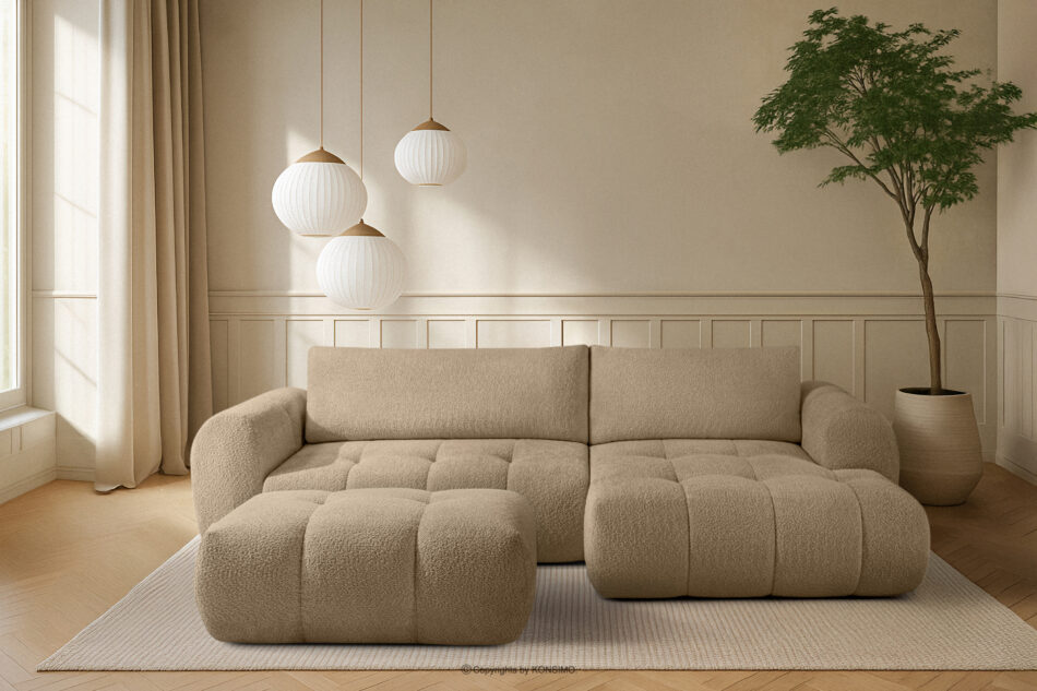 LIRA Narożnik prawy i puf w tkaninie boucle beżowy beżowy - zdjęcie 25