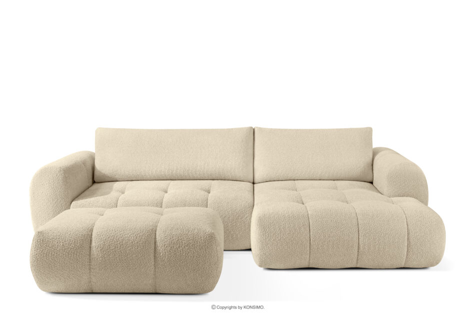 LIRA Narożnik prawy i puf w tkaninie boucle jasny beżowy jasny beżowy - zdjęcie 0