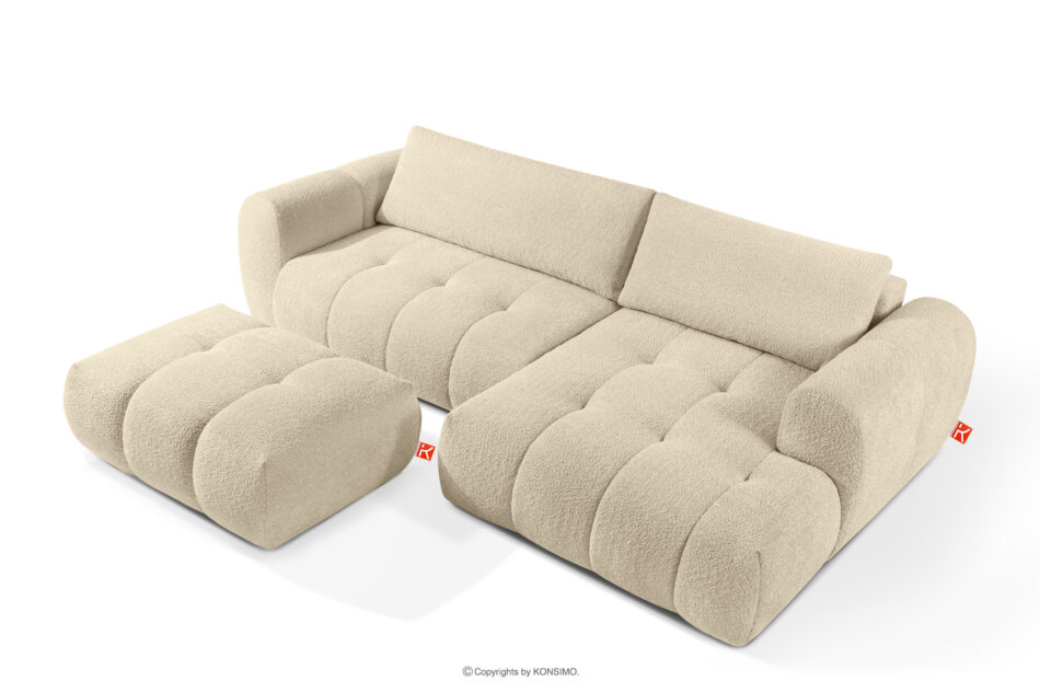 LIRA Narożnik prawy i puf w tkaninie boucle jasny beżowy jasny beżowy - zdjęcie 2