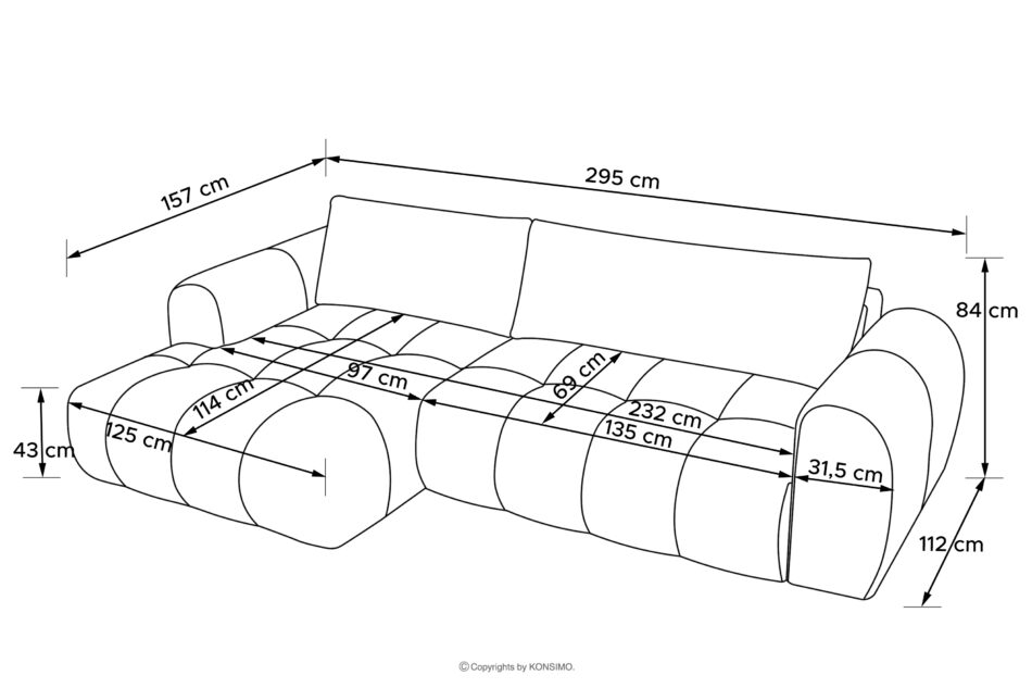 LIRA Narożnik prawy i puf w tkaninie boucle biały biały - zdjęcie 26