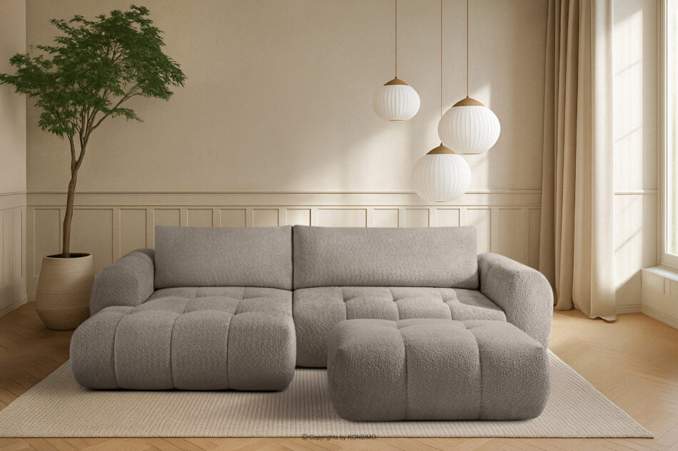 LIRA Narożnik lewy i puf w tkaninie boucle szary szary - zdjęcie 25