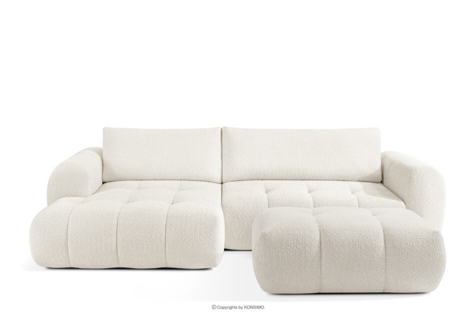 LIRA Narożnik lewy i puf w tkaninie boucle biały biały - zdjęcie 0