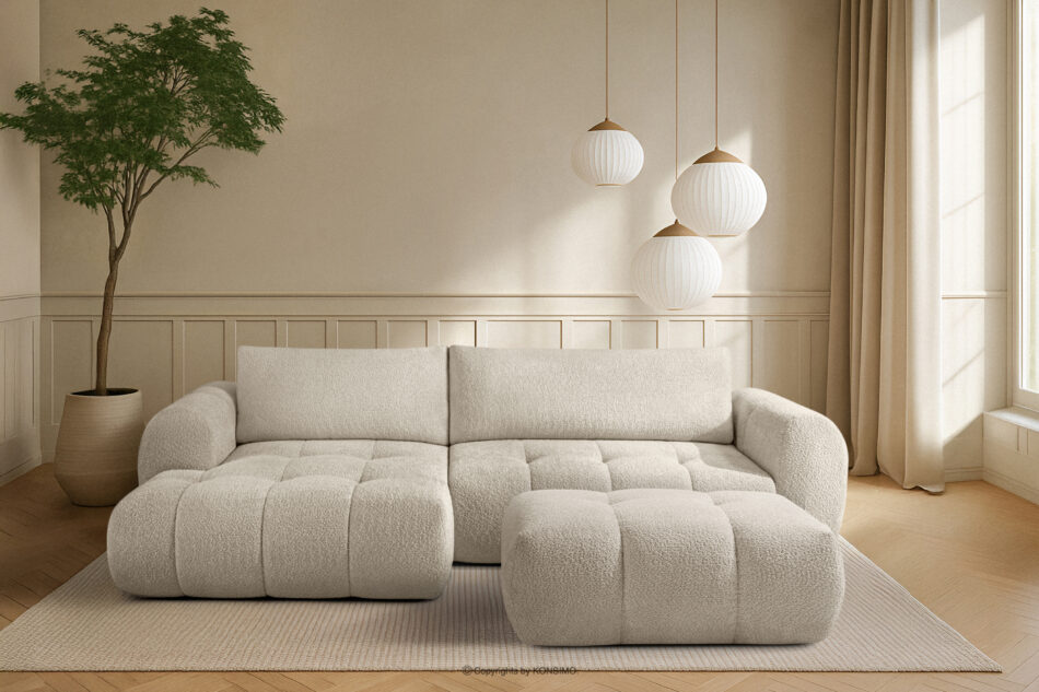 LIRA Narożnik lewy i puf w tkaninie boucle biały biały - zdjęcie 25