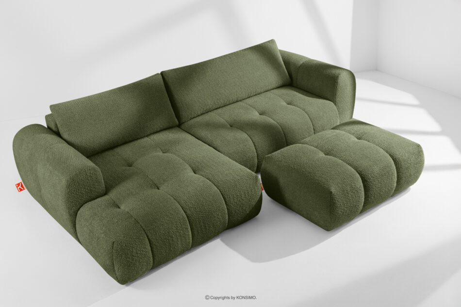 LIRA Narożnik lewy i puf boucle oliwkowy oliwkowy - zdjęcie 1