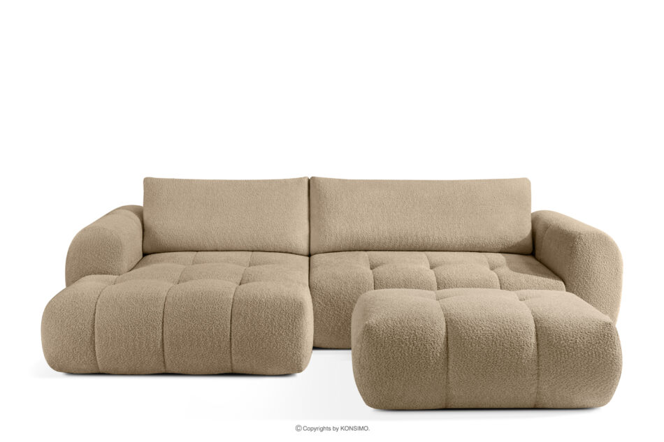 LIRA Narożnik lewy i puf w tkaninie boucle beżowy beżowy - zdjęcie 0