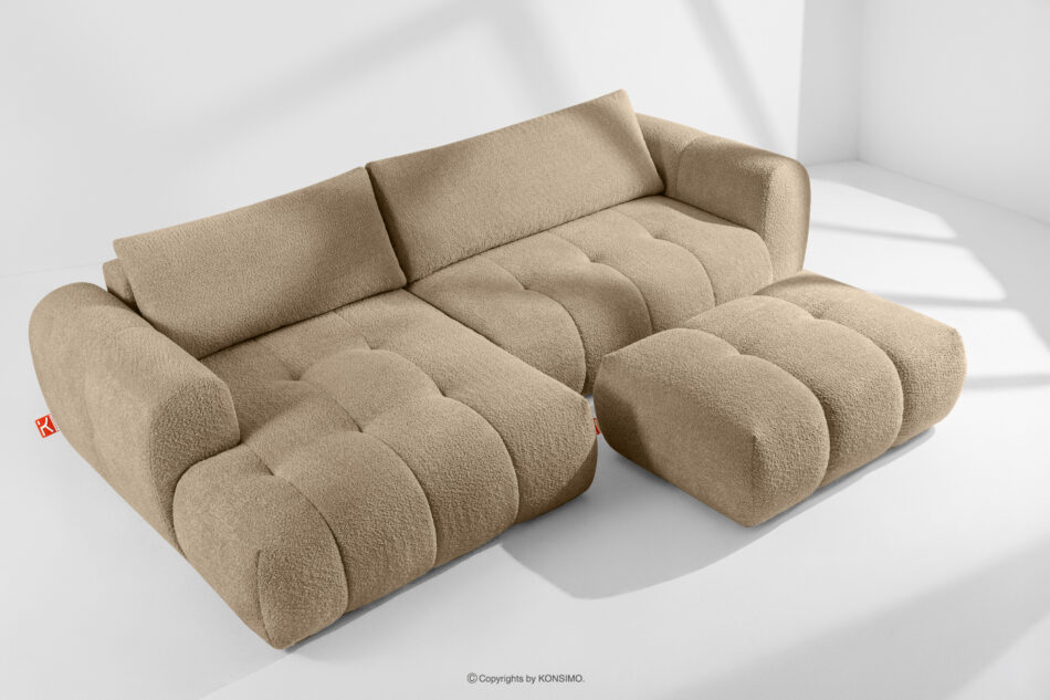 LIRA Narożnik lewy i puf w tkaninie boucle beżowy beżowy - zdjęcie 1