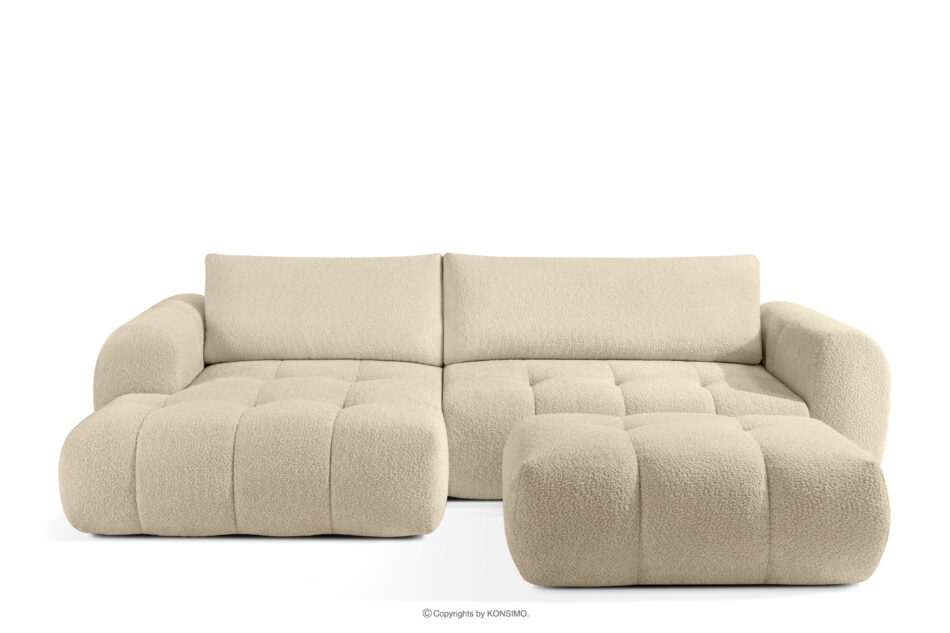 LIRA Narożnik lewy i puf w tkaninie boucle jasny beżowy jasny beżowy - zdjęcie 0