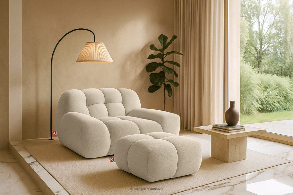 VENA Puf w stylu japandi biały biały - zdjęcie 6