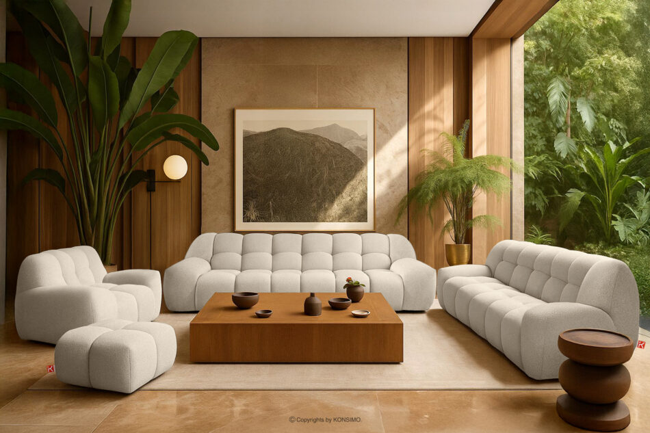 VENA Fotel w stylu japandi biały biały - zdjęcie 15