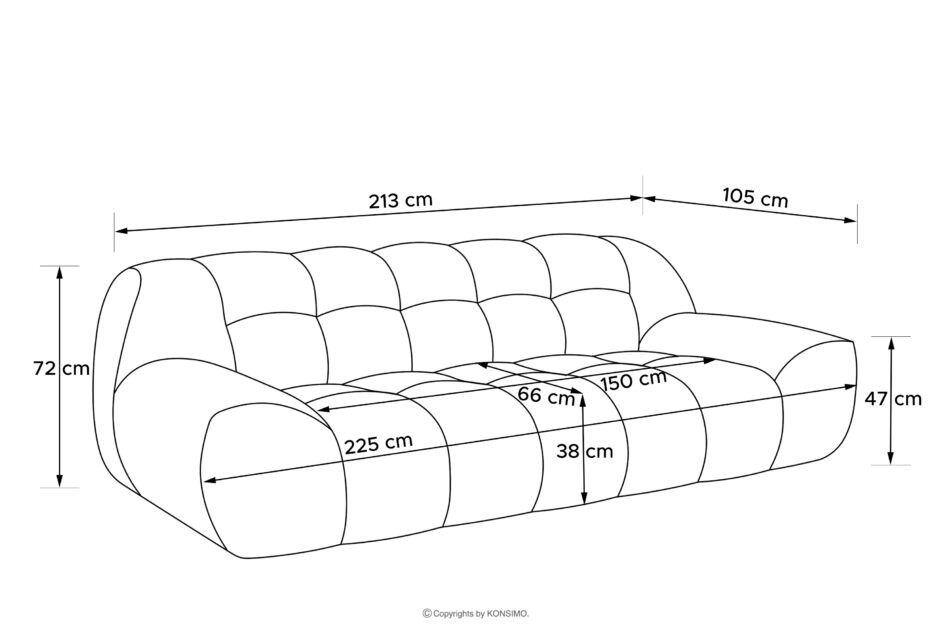 VENA Sofa pikowana dwuosobowa w stylu nowoczesnym jasny szary jasny szary - zdjęcie 16