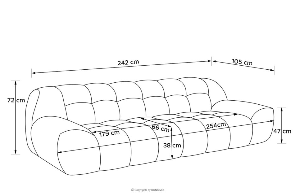 VENA Sofa trzyosobowa dwuosobowa w stylu nowoczesnym jasny szary jasny szary - zdjęcie 15