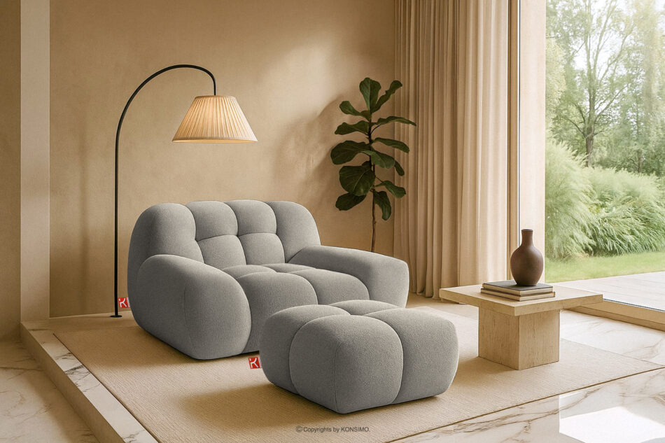 VENA Fotel i puf zestaw w stylu japandi jasny szary jasny szary - zdjęcie 16