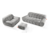 Komplet mebli sofa fotel puf w stylu japandi jasny szary