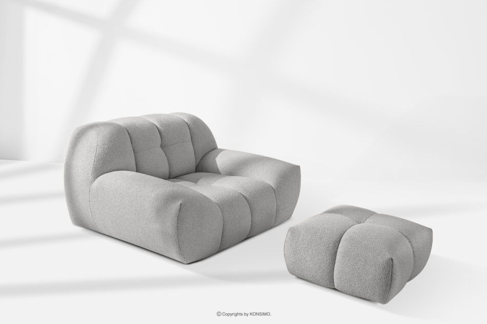VENA Komplet mebli sofa fotel puf w stylu japandi jasny szary jasny szary - zdjęcie 16