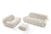 Zestaw mebli sofa fotel puf w stylu japandi biały