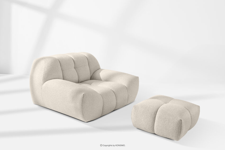 VENA Zestaw mebli sofa fotel puf w stylu japandi biały biały - zdjęcie 16