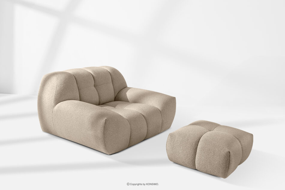 VENA Komplet mebli sofa fotel puf w stylu japandi beżowy beżowy - zdjęcie 16