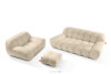 Zestaw mebli sofa fotel puf w stylu japandi jasny beżowy