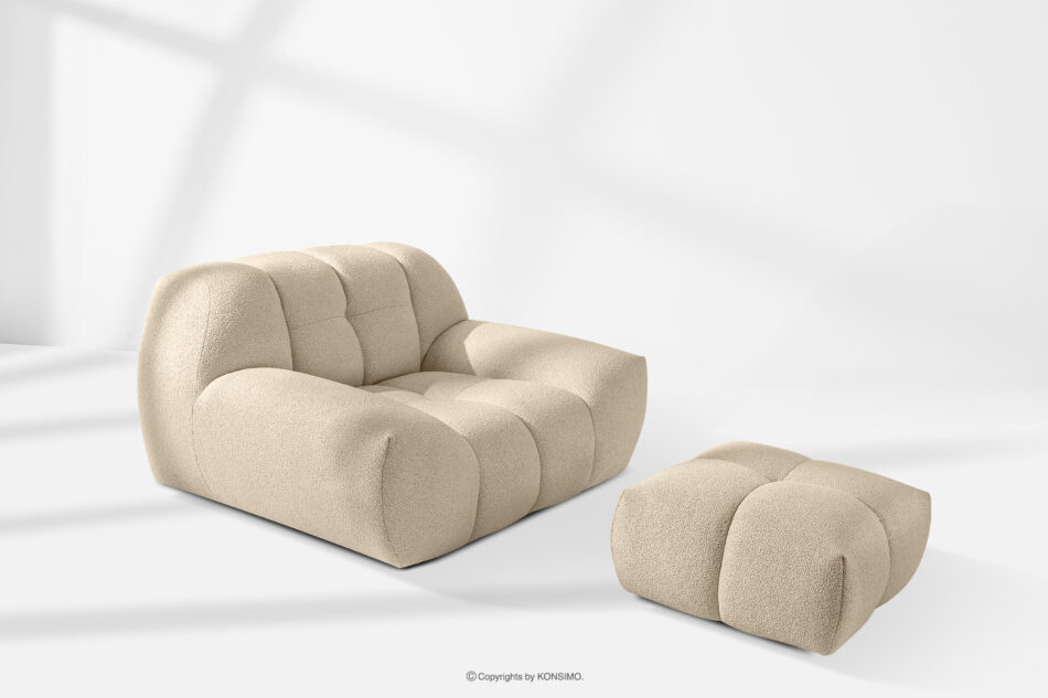 VENA Zestaw mebli sofa fotel puf w stylu japandi jasny beżowy jasny beżowy - zdjęcie 16