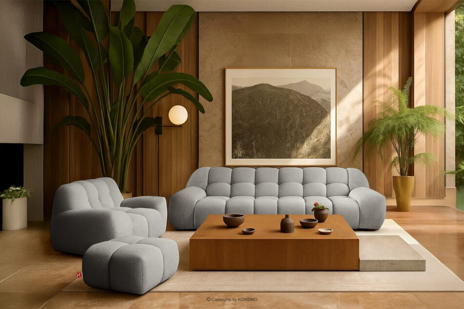 VENA Komplet mebli tapicerowanych do salonu w stylu japandi jasny szary jasny szary - zdjęcie 17