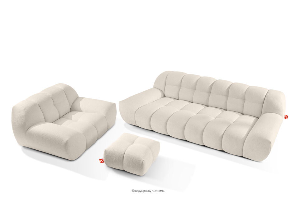 VENA Zestaw mebli tapicerowanych do salonu w stylu japandi biały biały - zdjęcie 0