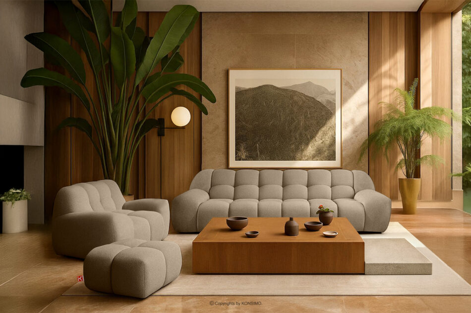 VENA Komplet mebli tapicerowanych do salonu w stylu japandi beżowy beżowy - zdjęcie 17