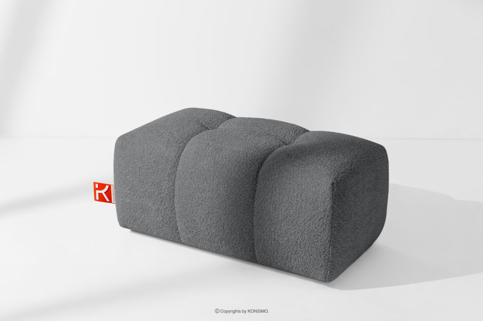 RAVIA Puf z pikowaniem w stylu japandi boucle ciemny szary ciemny szary - zdjęcie 4