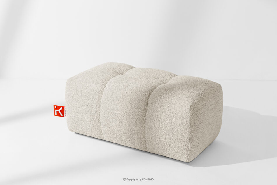 RAVIA Puf z pikowaniem w stylu japandi boucle biały biały - zdjęcie 4