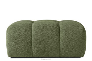 RAVIA, https://konsimo.pl/kolekcja/ravia/ Puf z pikowaniem w stylu japandi boucle oliwkowy oliwkowy - zdjęcie