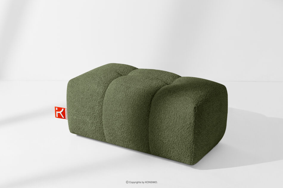 RAVIA Puf z pikowaniem w stylu japandi boucle oliwkowy oliwkowy - zdjęcie 4