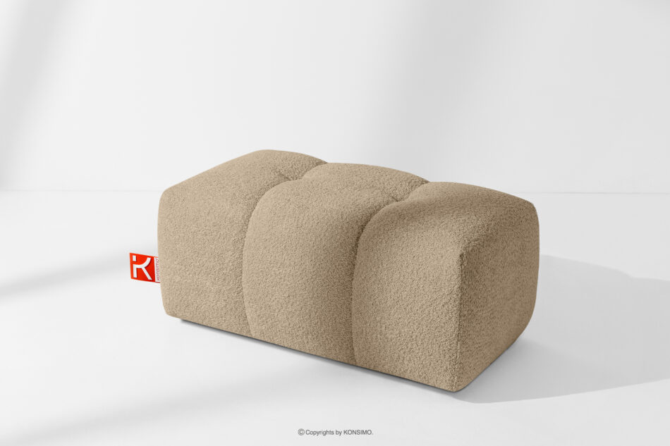 RAVIA Puf z pikowaniem w stylu japandi boucle beżowy beżowy - zdjęcie 4