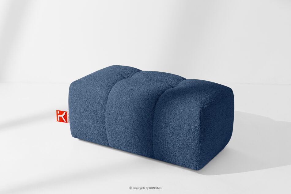 RAVIA Puf z pikowaniem w stylu japandi boucle granatowy granatowy - zdjęcie 4