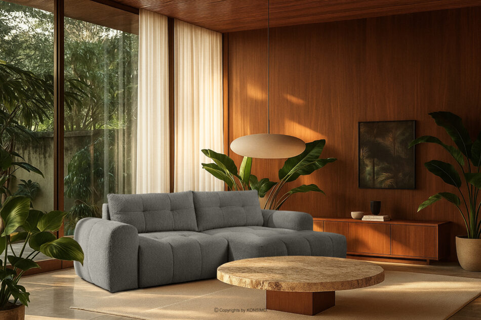 RAVIA Narożnik z pikowaniem w stylu japandi boucle lewy ciemny szary ciemny szary - zdjęcie 20