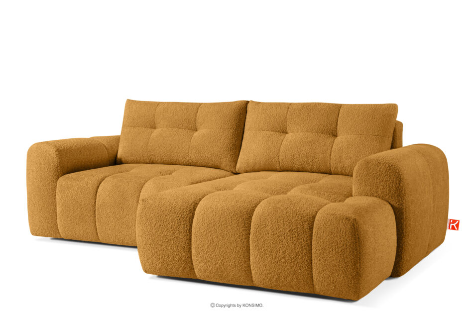 RAVIA Narożnik z pikowaniem w stylu japandi boucle prawy miodowy miodowy - zdjęcie 2